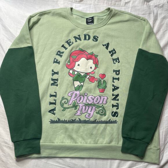 DC Comics Batman Poison Ivy Chibi Plant Friends Crewneck Sweatshirt 2X Cotton - Picture 1 of 6